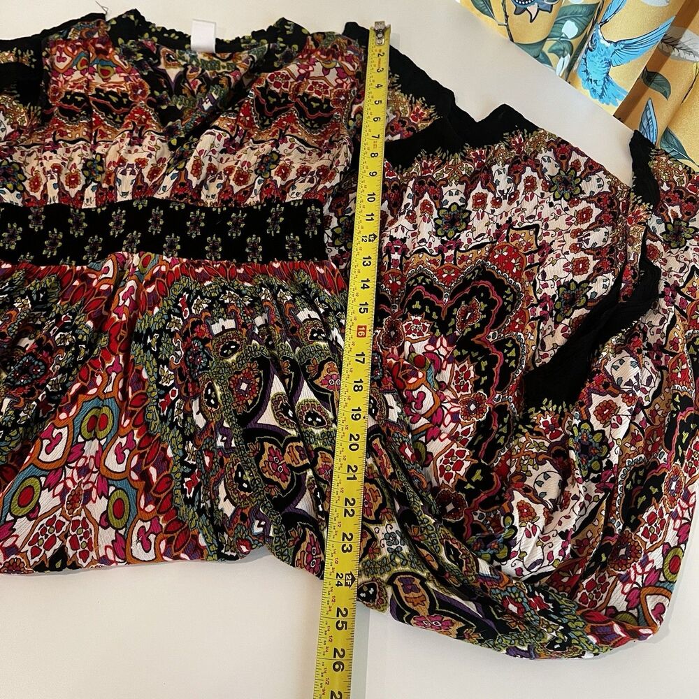 Bila Maxi Dress Sz S V-Neck Geometric Print Boho Gypsy Hanky Hem Asymmetrical - Picture 8 of 8